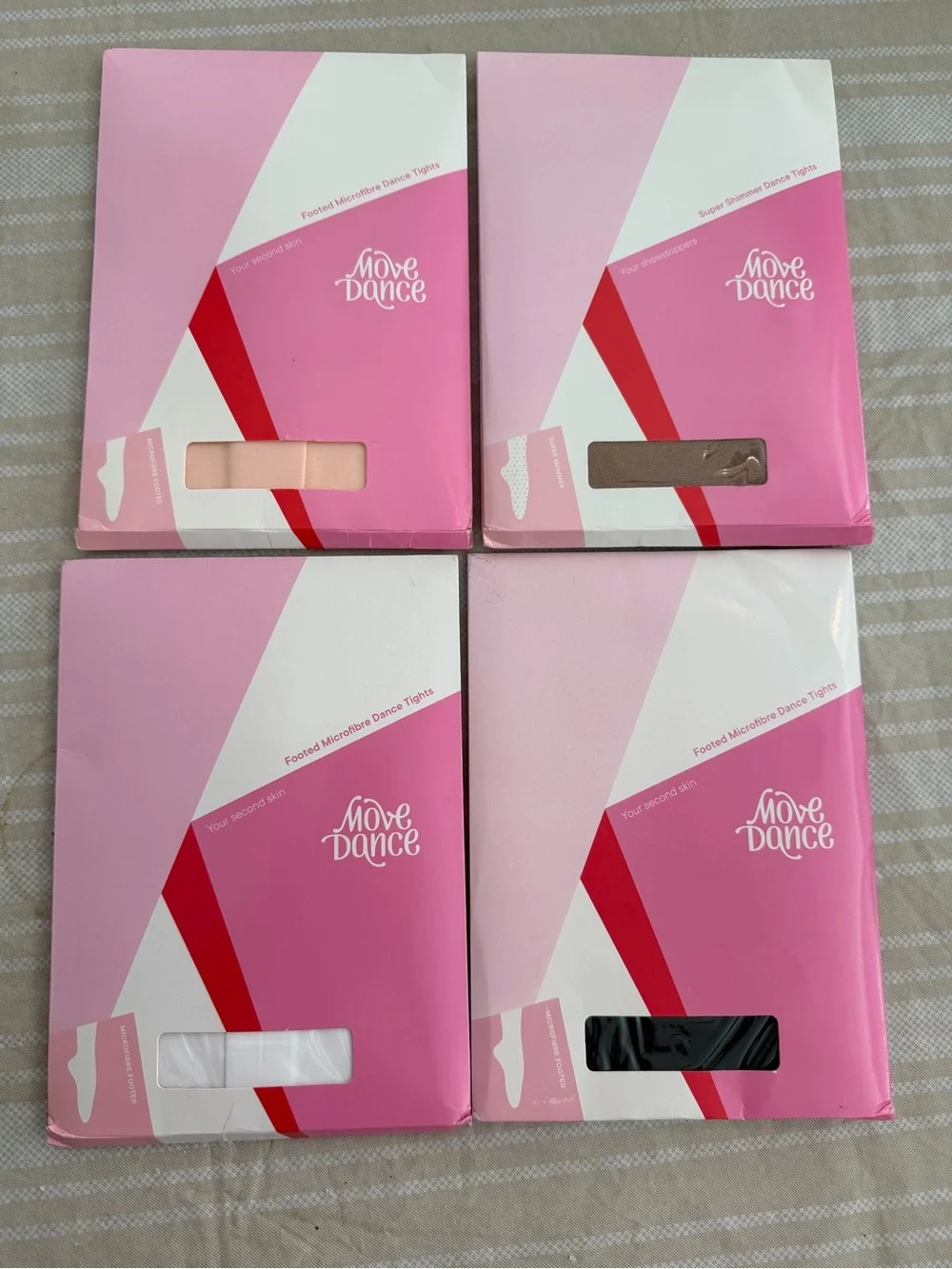 Move Dance Dance Tights Bundle 4pk L/XL Black White Pink Tan NWT